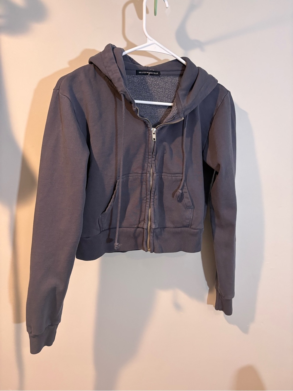 Brandy Melville Gray Zip-Up Short Hoodie Jacket